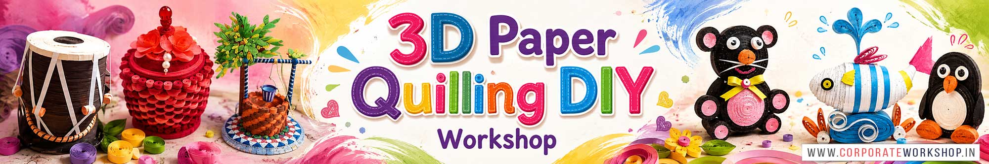 3D Paper Quilling DIY Workshop for Young and Adults in Delhi, Online 3D Paper Quilling DIY Workshop, 3D Paper Quilling DIY Workshop Near Me, Art & Craft Workshop for Adults, Himanshu Art Institute