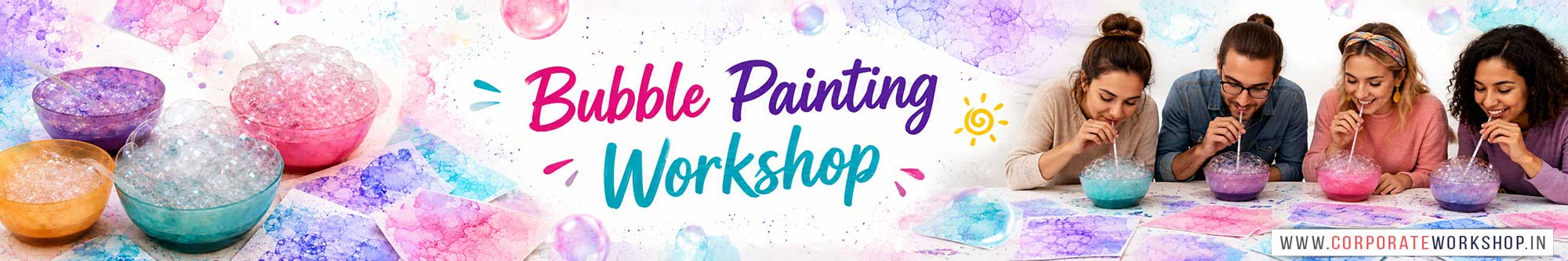 Bubble Painting Workshop for Young and Adults in Delhi, Online Bubble Painting Workshop, Bubble Painting Workshop Near Me, Art & Craft Workshop for Adults, Himanshu Art Institute
