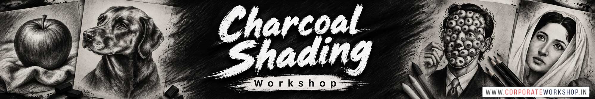 Charcoal Shading Workshop for Young and Adults in Delhi, Online Charcoal Shading Workshop, Charcoal Shading Workshop Near Me, Art & Craft Workshop for Adults, Himanshu Art Institute