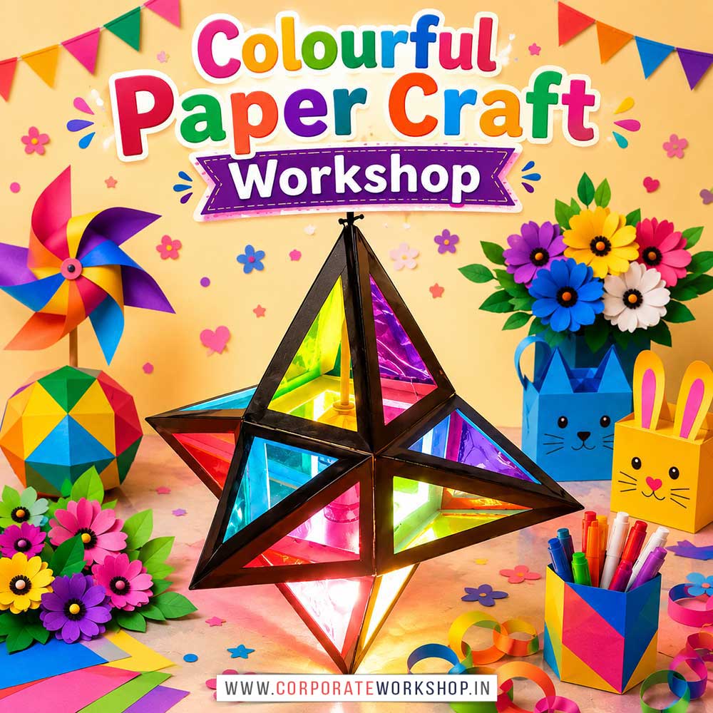 Colourful Paper Craft Workshop Colourful Paper Craft Workshop for Young and Adults in Delhi, Online Colourful Paper Craft Workshp for Young and Adults, Best Art & Craft Workshop for Adults near Me