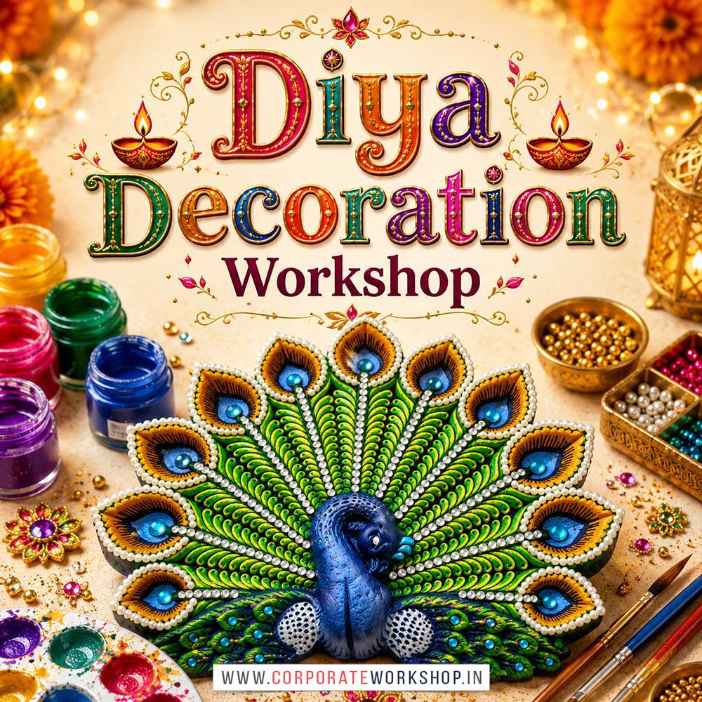 Diya Decoration Workshop Diya Decoration Workshop for Young and Adults in Delhi, Online Diya Decoration Workshp for Young and Adults, Best Art & Craft Workshop for Adults near Me