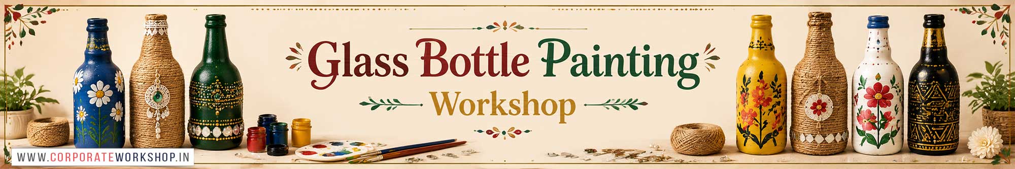 Glass Bottle Painting Workshop for Young and Adults in Delhi, Online Glass Bottle Painting Workshop, Glass Bottle Painting Workshop Near Me, Art & Craft Workshop for Adults, Himanshu Art Institute