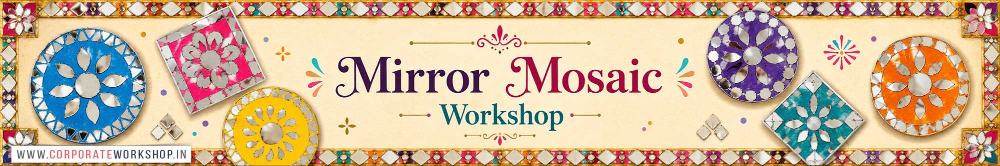Mirror Mosaic Workshop for Young and Adults in Delhi, Online Mirror Mosaic Workshop, Mirror Mosaic Workshop Near Me, Art & Craft Workshop for Adults, Himanshu Art Institute