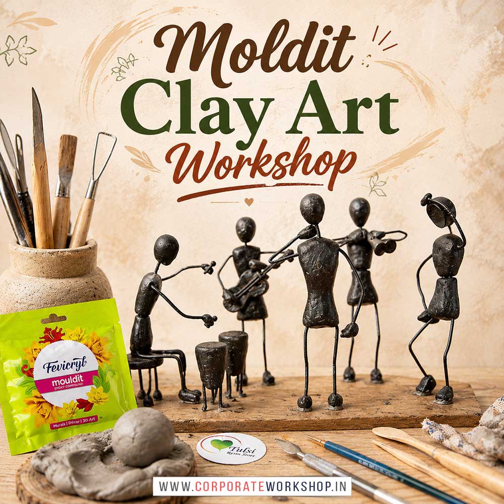 Mouldit Clay Workshop for Young and Adults in Delhi, Online Mouldit Clay Workshp for Young and Adults, Best Art & Craft Workshop for Adults near Me