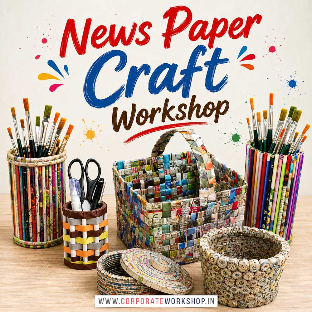 News Paper Craft Workshop News Paper Craft Workshop for Young and Adults in Delhi, Online News Paper Craft Workshp for Young and Adults, Best Art & Craft Workshop for Adults near Me