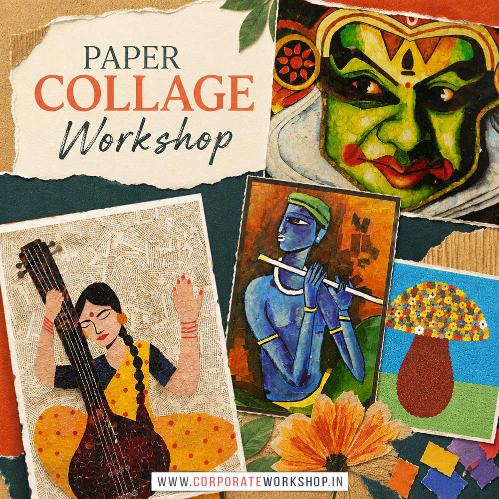 Paper Collage Workshop Paper Collage Workshop for Young and Adults in Delhi, Online Paper Collage Workshp for Young and Adults, Best Art & Craft Workshop for Adults near Me