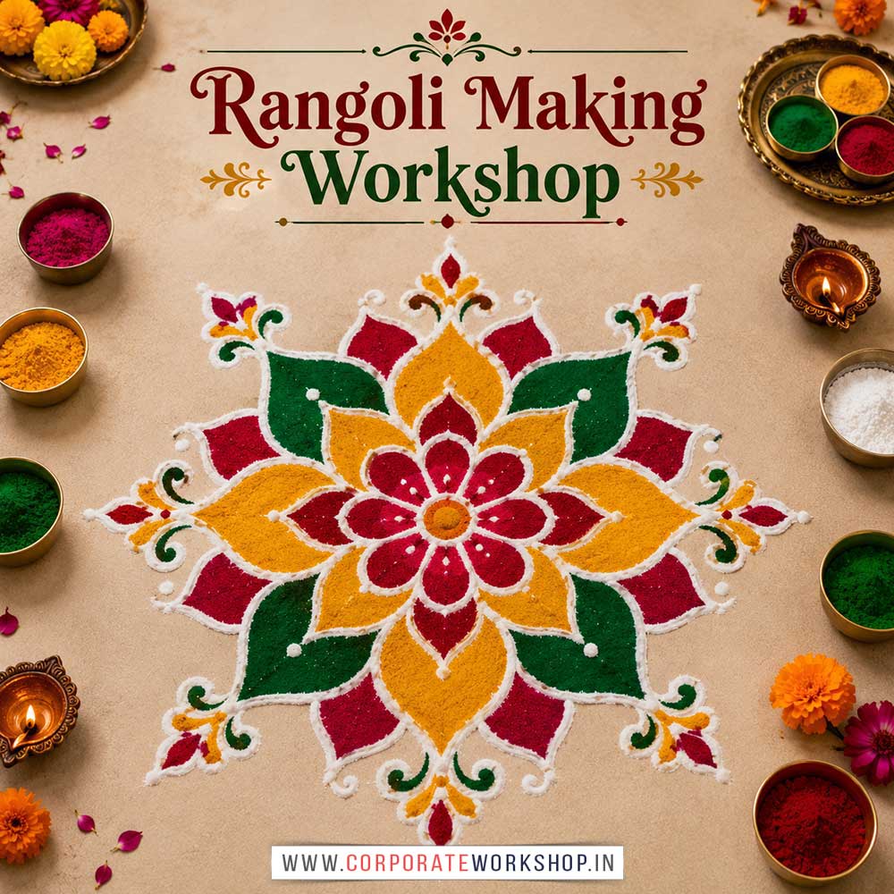 Rangoli Making Workshop Rangoli Making Workshop for Young and Adults in Delhi, Online Rangoli Making Workshp for Young and Adults, Best Art & Craft Workshop for Adults near Me