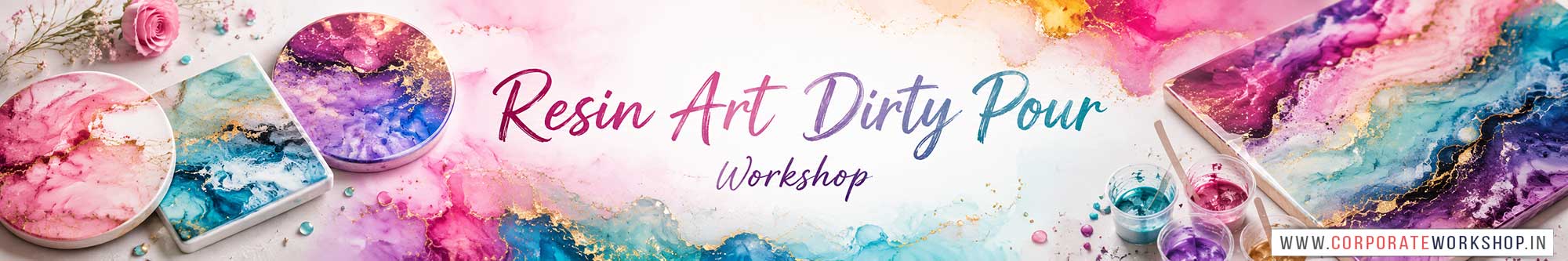 Resin Art Dirty Pour Workshop for Young and Adults in Delhi, Online Resin Art Dirty Pour Workshop, Resin Art Dirty Pour Workshop Near Me, Art & Craft Workshop for Adults, Himanshu Art Institute