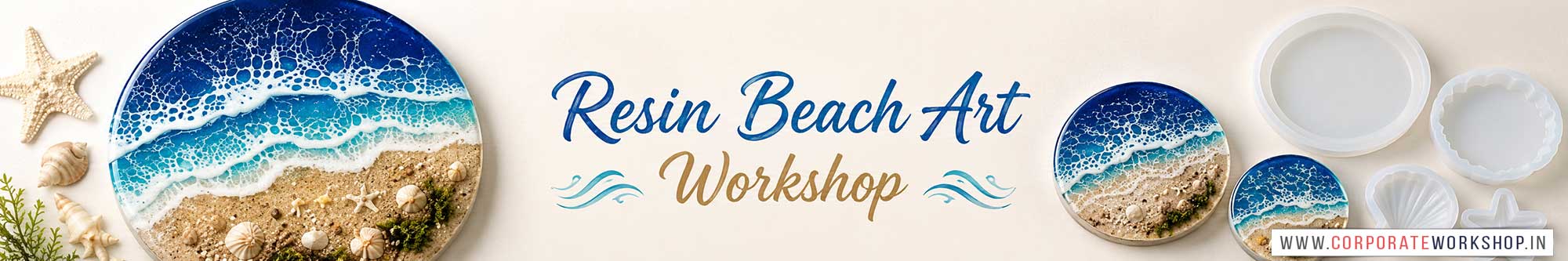 Resin Beach Art Workshop for Young and Adults in Delhi, Online Resin Beach Art Workshop, Resin Beach Art Workshop Near Me, Art & Craft Workshop for Adults, Himanshu Art Institute