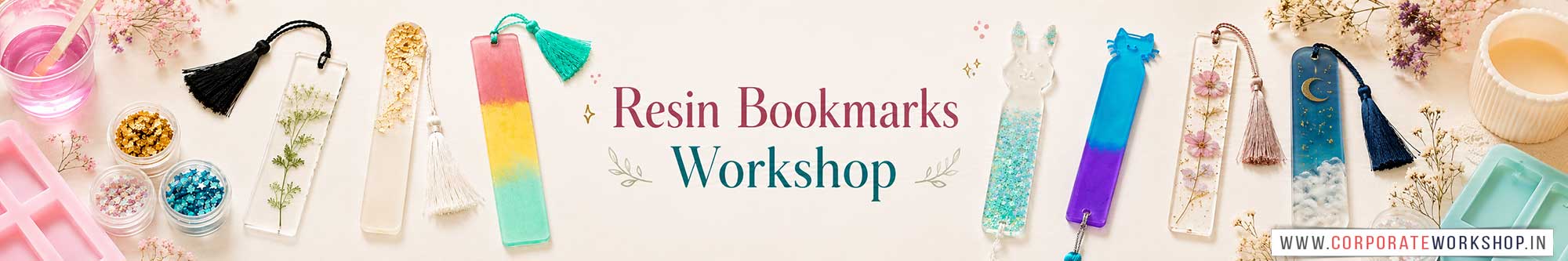 Resin Bookmarks Workshop for Young and Adults in Delhi, Online Resin Bookmarks Workshop, Resin Bookmarks Workshop Near Me, Art & Craft Workshop for Adults, Himanshu Art Institute