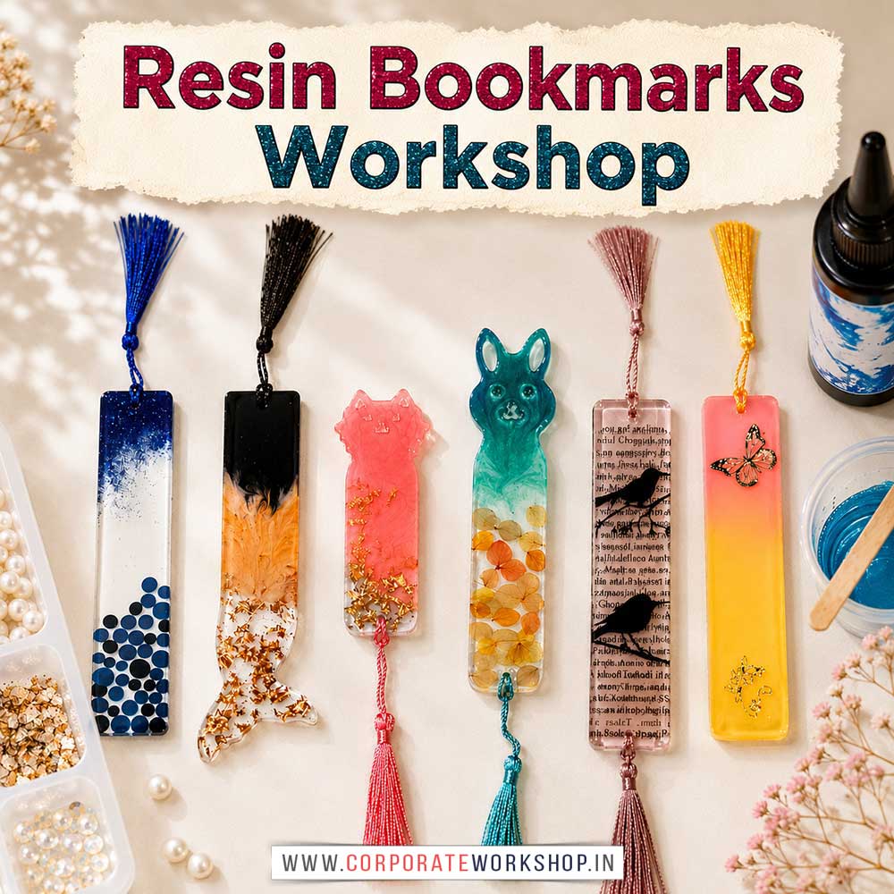 Resin Bookmarks Workshop Resin Bookmarks Workshop for Young and Adults in Delhi, Online Resin Bookmarks Workshp for Young and Adults, Best Art & Craft Workshop for Adults near Me