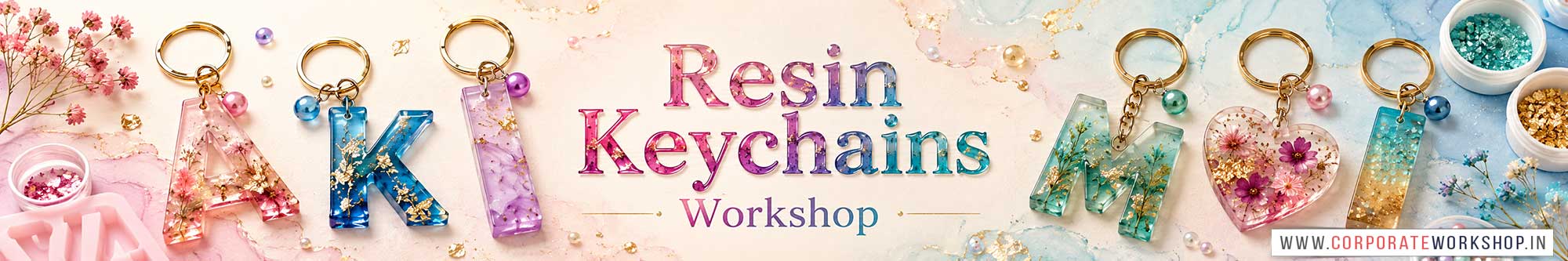 Resin Keychains Workshop for Young and Adults in Delhi, Online Resin Keychains Workshop, Resin Keychains Workshop Near Me, Art & Craft Workshop for Adults, Himanshu Art Institute
