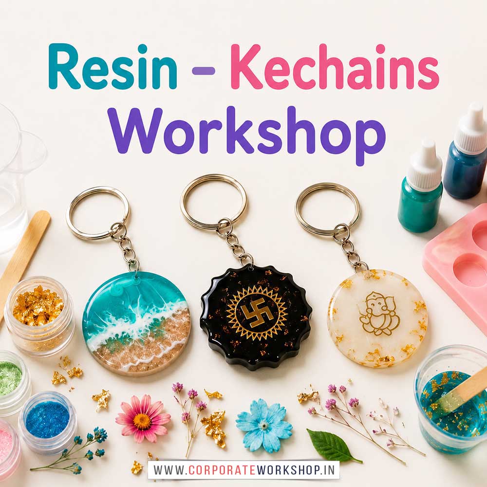 Resin Keychains Workshop for Young and Adults in Delhi, Online Resin Keychains Workshp for Young and Adults, Best Art & Craft Workshop for Adults near Me
