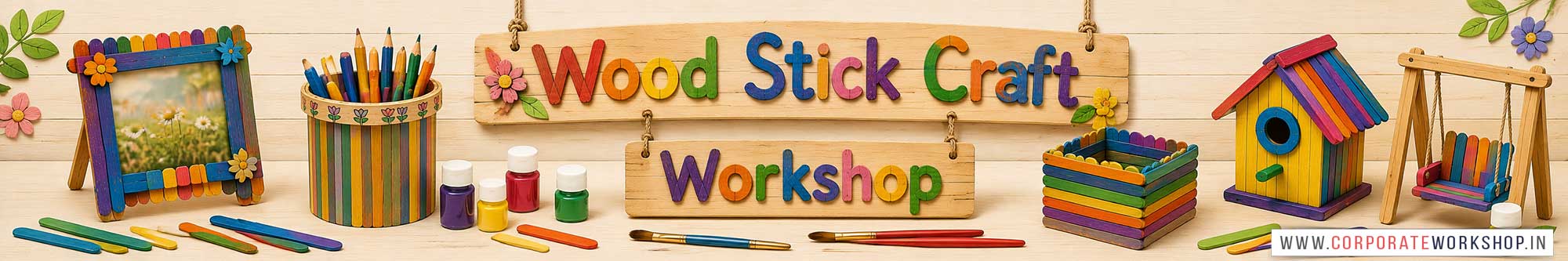 Wood Stick Craft Workshop for Young and Adults in Delhi, Online Wood Stick Craft Workshop, Wood Stick Craft Workshop Near Me, Art & Craft Workshop for Adults, Himanshu Art Institute