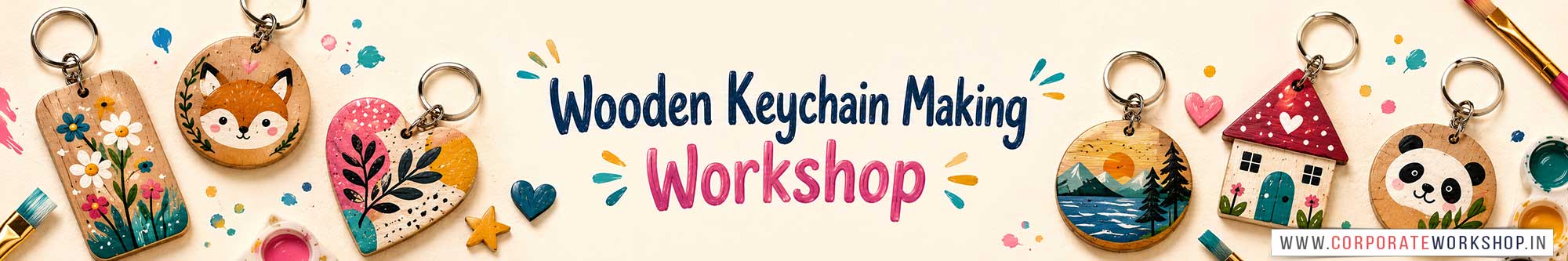 Wooden Keychain Making Workshop for Young and Adults in Delhi, Online Wooden Keychain Making Workshop, Wooden Keychain Making Workshop Near Me, Art & Craft Workshop for Adults, Himanshu Art Institute