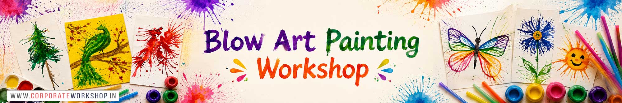 Blow Art Painting Workshop for Kids in Corporate Events,Blow Art Painting Activity for Kids in Corporate Events, Art & Craft Activity for Kids in Corporate Events, Corporate Family Day Kids Activity, Blow Art Painting Fair Activity for Kids, Children Stall Activity, Blow Art Painting Fun Activity for Kids in Corporate Events, Himanshu Art Institute