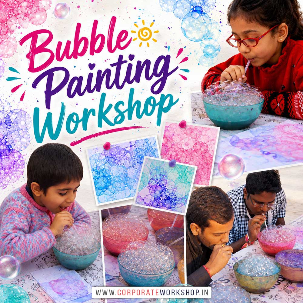 Bubble Painting Workshop for Kids in Corporate Events Bubble Painting Workshop for Kids in Corporate Events,Bubble Painting Activity for Kids in Corporate Events, Art & Craft Activity for Kids in Corporate Events, Corporate Family Day Kids Activity, Children Stall Activity, Bubble Painting Fun Activity for Kids in Corporate Events, Himanshu Art Institute