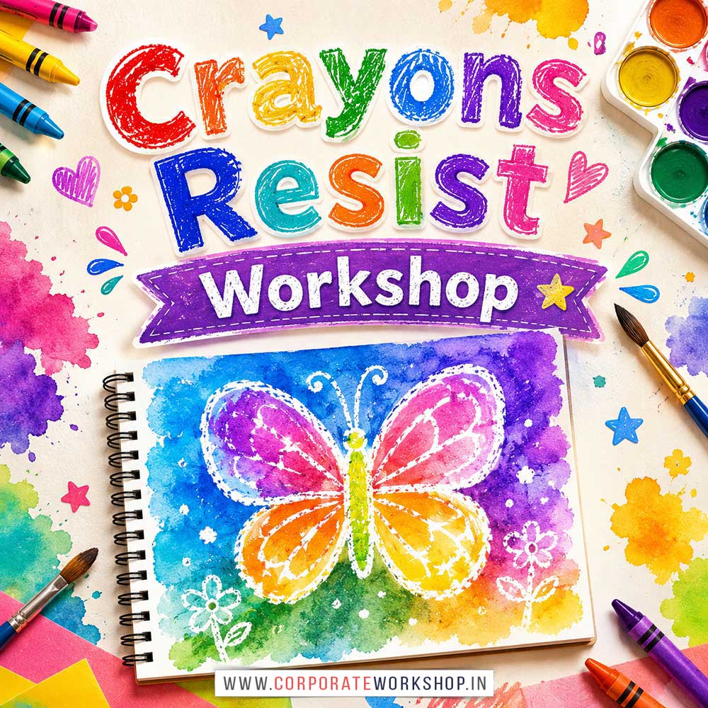 Crayons Resist Workshop for Kids in Corporate Events Crayons Resist Workshop for Kids in Corporate Events,Crayons Resist Activity for Kids in Corporate Events, Art & Craft Activity for Kids in Corporate Events, Corporate Family Day Kids Activity, Children Stall Activity, Crayons Resist Fun Activity for Kids in Corporate Events, Himanshu Art Institute