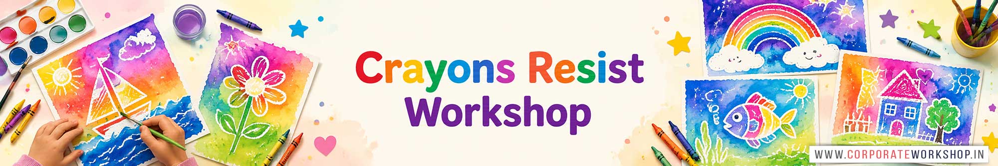 Crayons Resist Workshop for Kids in Corporate Events,Crayons Resist Activity for Kids in Corporate Events, Art & Craft Activity for Kids in Corporate Events, Corporate Family Day Kids Activity, Crayons Resist Fair Activity for Kids, Children Stall Activity, Crayons Resist Fun Activity for Kids in Corporate Events, Himanshu Art Institute