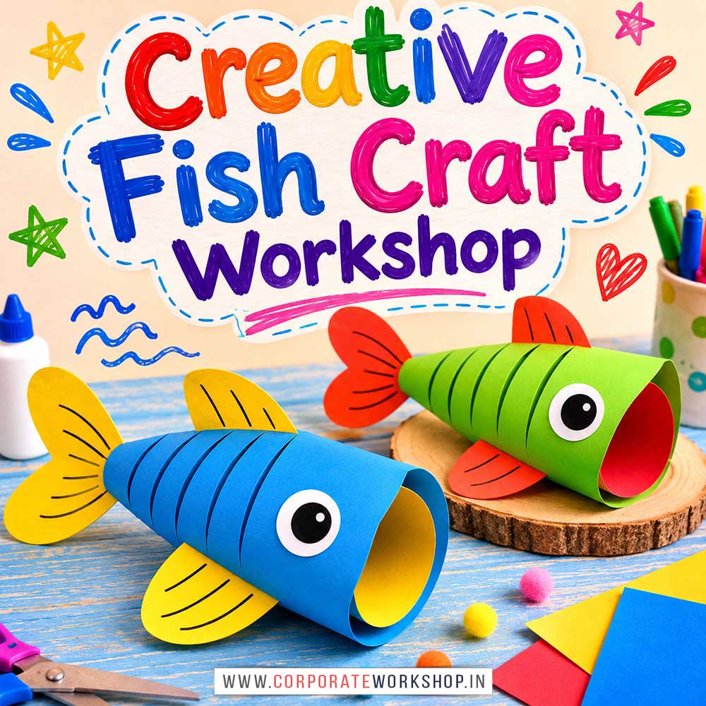 Creative Fish Craft Workshop for Kids in Corporate Events Creative Fish Craft Workshop for Kids in Corporate Events,Creative Fish Craft Activity for Kids in Corporate Events, Art & Craft Activity for Kids in Corporate Events, Corporate Family Day Kids Activity, Children Stall Activity, Creative Fish Craft Fun Activity for Kids in Corporate Events, Himanshu Art Institute