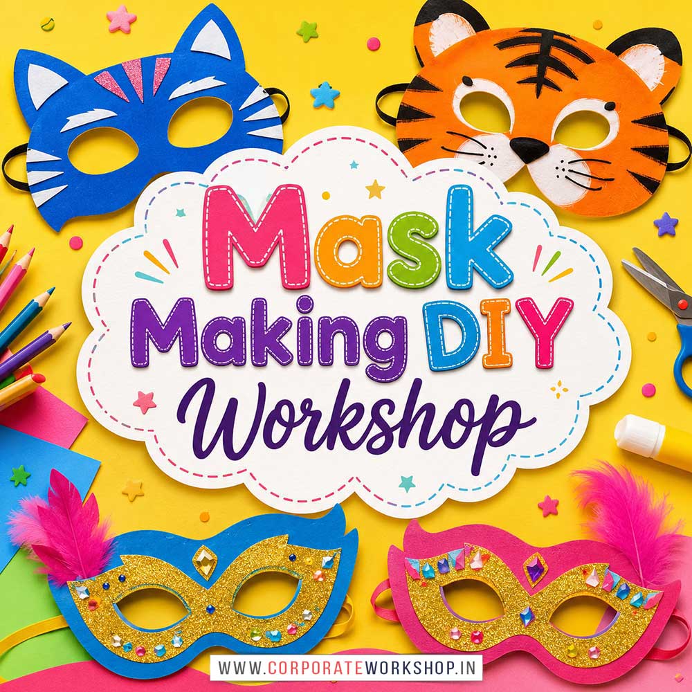 Mask Making DIY Workshop for Kids in Corporate Events Mask Making DIY Workshop for Kids in Corporate Events,Mask Making DIY Activity for Kids in Corporate Events, Art & Craft Activity for Kids in Corporate Events, Corporate Family Day Kids Activity, Children Stall Activity, Mask Making DIY Fun Activity for Kids in Corporate Events, Himanshu Art Institute