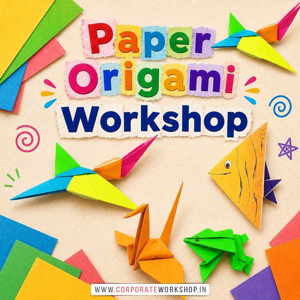 Paper Origami Workshop for Kids in Corporate Events Paper Origami Workshop for Kids in Corporate Events,Paper Origami Activity for Kids in Corporate Events, Art & Craft Activity for Kids in Corporate Events, Corporate Family Day Kids Activity, Children Stall Activity, Paper Origami Fun Activity for Kids in Corporate Events, Himanshu Art Institute