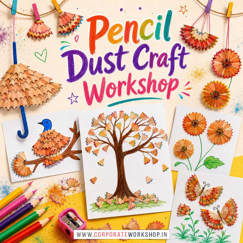 Pencil Dust Craft Workshop for Kids in Corporate Events,Pencil Dust Craft Activity for Kids in Corporate Events, Art & Craft Activity for Kids in Corporate Events, Corporate Family Day Kids Activity, Children Stall Activity, Pencil Dust Craft Fun Activity for Kids in Corporate Events, Himanshu Art Institute