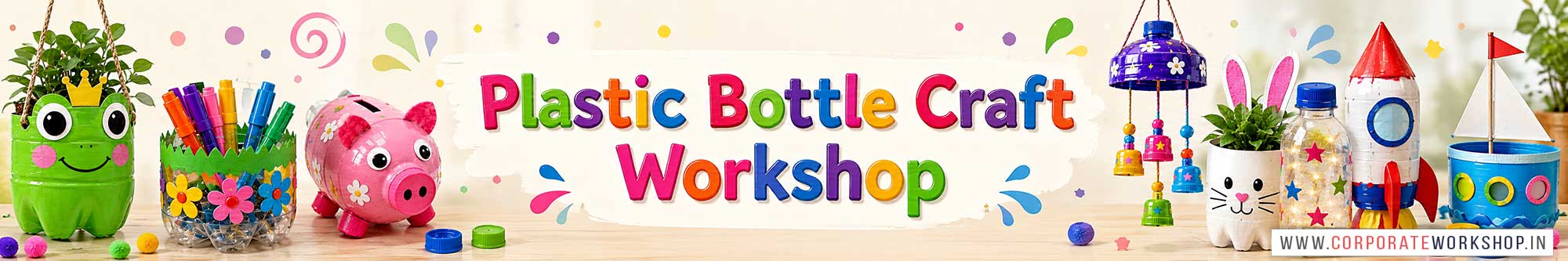 Plastic Bottle Craft Workshop for Kids in Corporate Events,Plastic Bottle Craft Activity for Kids in Corporate Events, Art & Craft Activity for Kids in Corporate Events, Corporate Family Day Kids Activity, Plastic Bottle Craft Fair Activity for Kids, Children Stall Activity, Plastic Bottle Craft Fun Activity for Kids in Corporate Events, Himanshu Art Institute