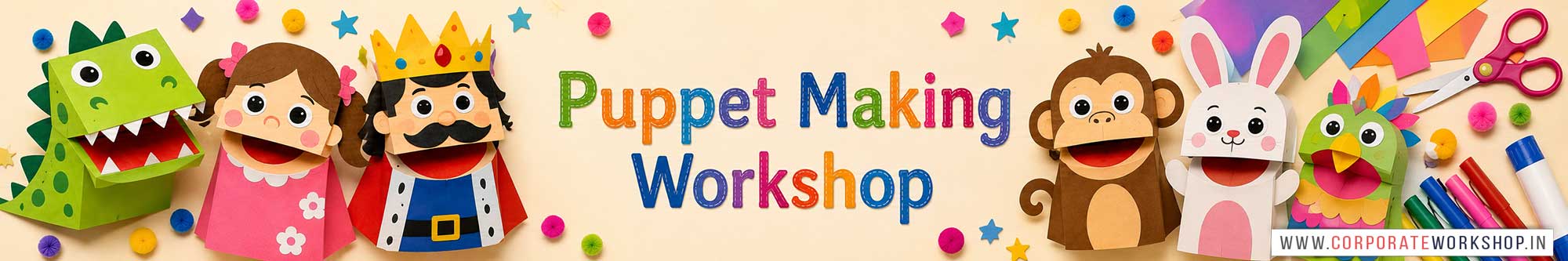 Puppet Making Workshop for Kids in Corporate Events,Puppet Making Activity for Kids in Corporate Events, Art & Craft Activity for Kids in Corporate Events, Corporate Family Day Kids Activity, Puppet Making Fair Activity for Kids, Children Stall Activity, Puppet Making Fun Activity for Kids in Corporate Events, Himanshu Art Institute