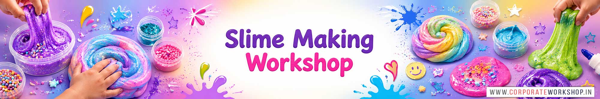 Slime Making Workshop for Kids in Corporate Events,Slime Making Activity for Kids in Corporate Events, Art & Craft Activity for Kids in Corporate Events, Corporate Family Day Kids Activity, Slime Making Fair Activity for Kids, Children Stall Activity, Slime Making Fun Activity for Kids in Corporate Events, Himanshu Art Institute