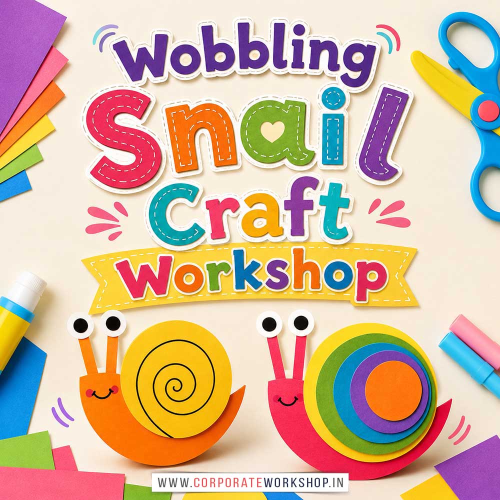 Wobbling Snail Craft Workshop for Kids in Corporate Events,Wobbling Snail Craft Activity for Kids in Corporate Events, Art & Craft Activity for Kids in Corporate Events, Corporate Family Day Kids Activity, Children Stall Activity, Wobbling Snail Craft Fun Activity for Kids in Corporate Events, Himanshu Art Institute