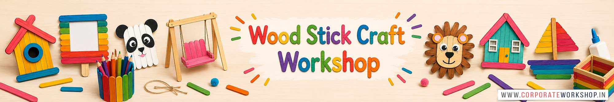 Wood Stick Craft Workshop for Kids in Corporate Events,Wood Stick Craft Activity for Kids in Corporate Events, Art & Craft Activity for Kids in Corporate Events, Corporate Family Day Kids Activity, Wood Stick Craft Fair Activity for Kids, Children Stall Activity, Wood Stick Craft Fun Activity for Kids in Corporate Events, Himanshu Art Institute