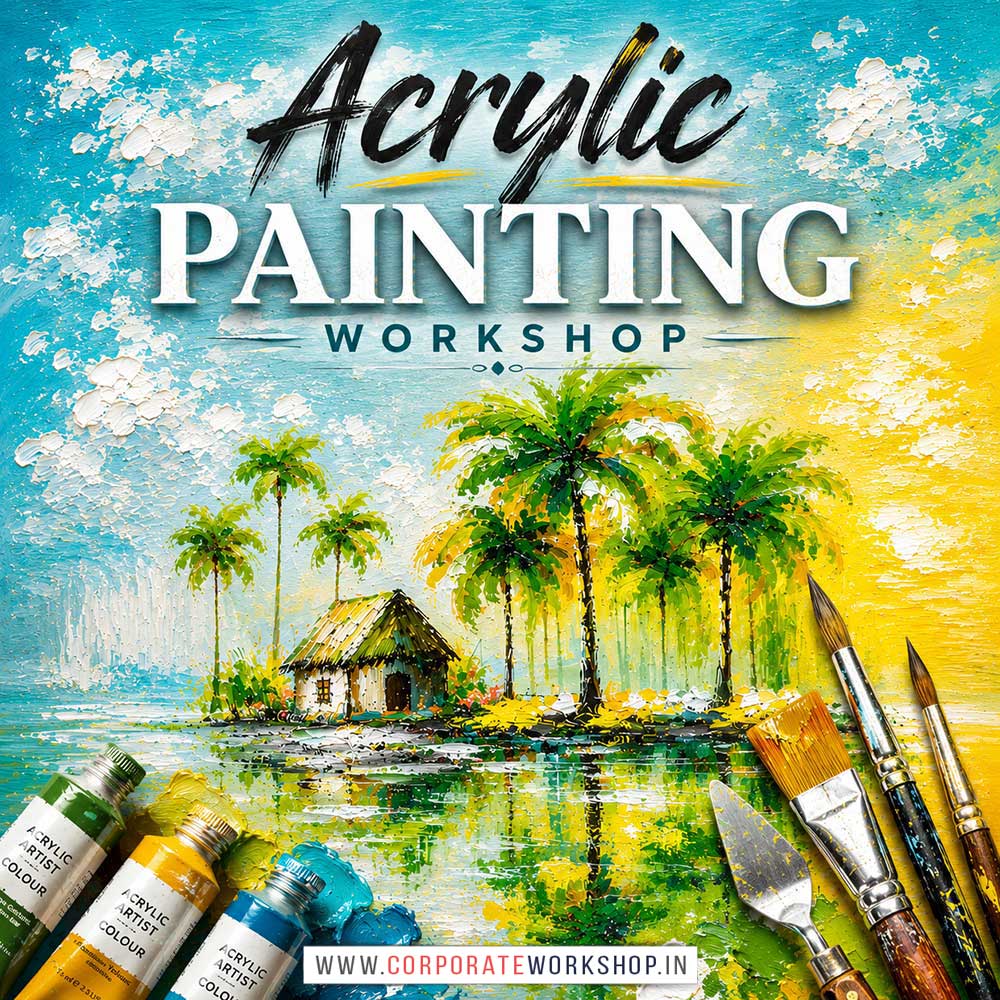Acrylic Painting Workshop for Corporate Companies, Acrylic Painting Workshop for Corporate Employees, Acrylic Painting Workshop for Corporate Clients, Acrylic Painting Workshop for Office Events, Art & Craft Activity for Corporate Companies, Himanshu Art Institute