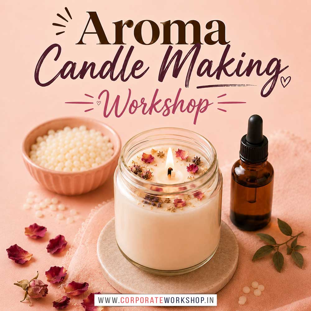 Aroma Candle Making Workshop for Corporate Companies Aroma Candle Making Workshop for Corporate Companies, Aroma Candle Making Workshop for Corporate Employees, Aroma Candle Making Workshop for Corporate Clients, Aroma Candle Making Workshop for Office Events, Art & Craft Activity for Corporate Companies, Himanshu Art Institute