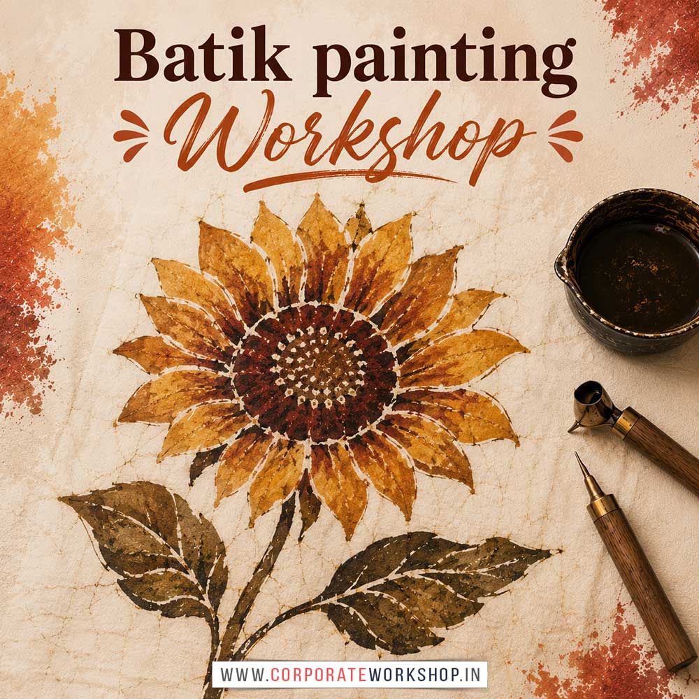 Batik Painting Workshop for Corporate Companies Batik Painting Workshop for Corporate Companies, Batik Painting Workshop for Corporate Employees, Batik Painting Workshop for Corporate Clients, Batik Painting Workshop for Office Events, Art & Craft Activity for Corporate Companies, Himanshu Art Institute