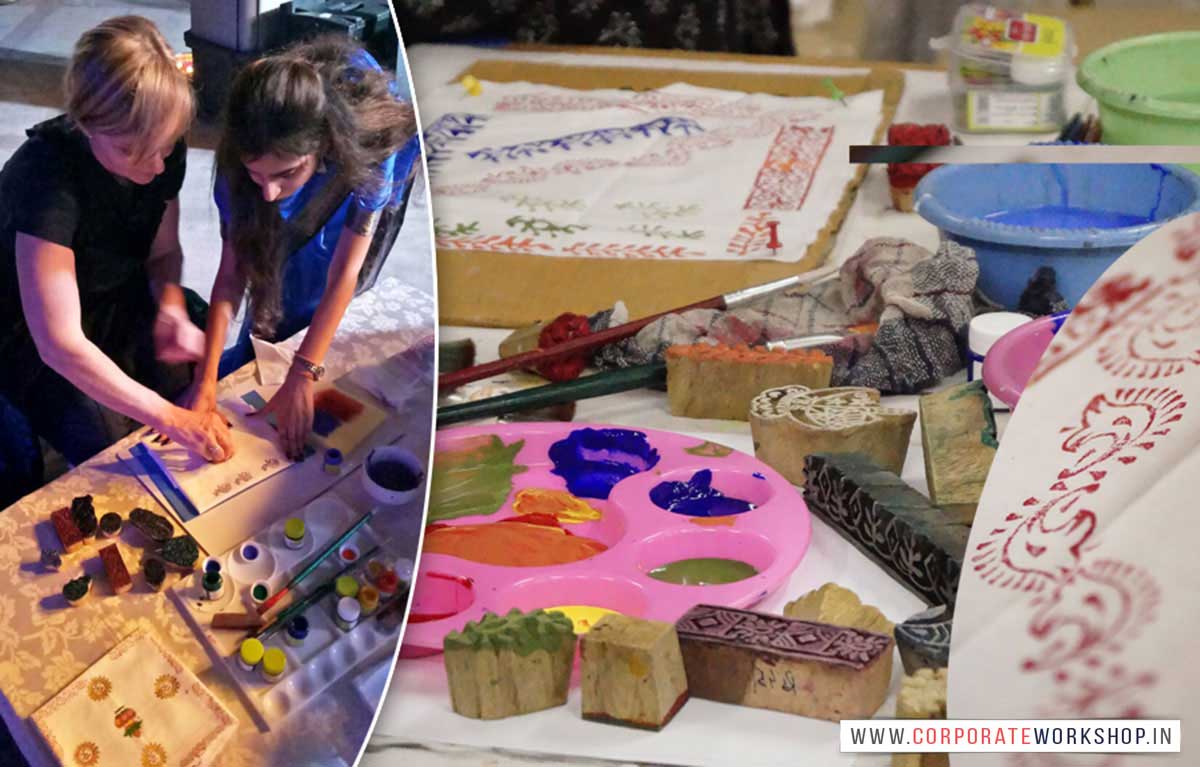 Block Printing Workshop for Corporate Employees in Delhi, Gurgaon, Gurugram, Noida, Chandigarh, Mumbai, India
