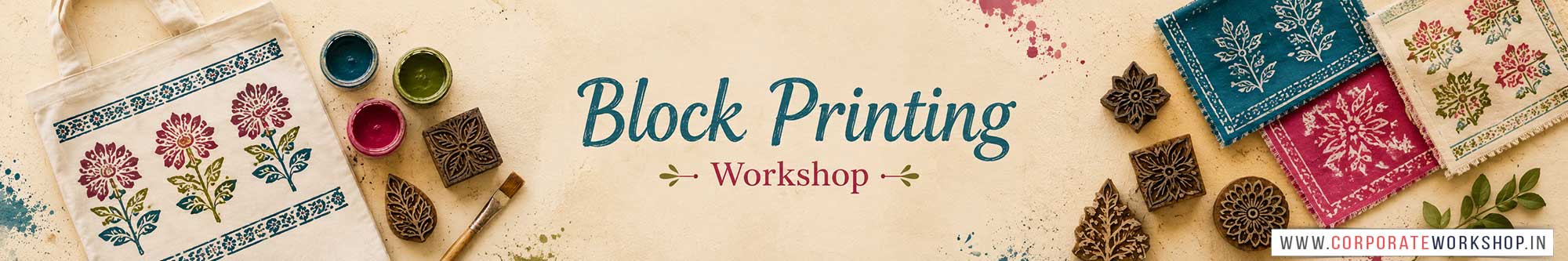 Block Printing Workshop for Corporate Companies, Block Printing Workshop for Corporate Employees, Block Printing Workshop for Corporate Clients, Block Printing Workshop for Office Events, Art & Craft Activity for Corporate Companies, Himanshu Art Institute