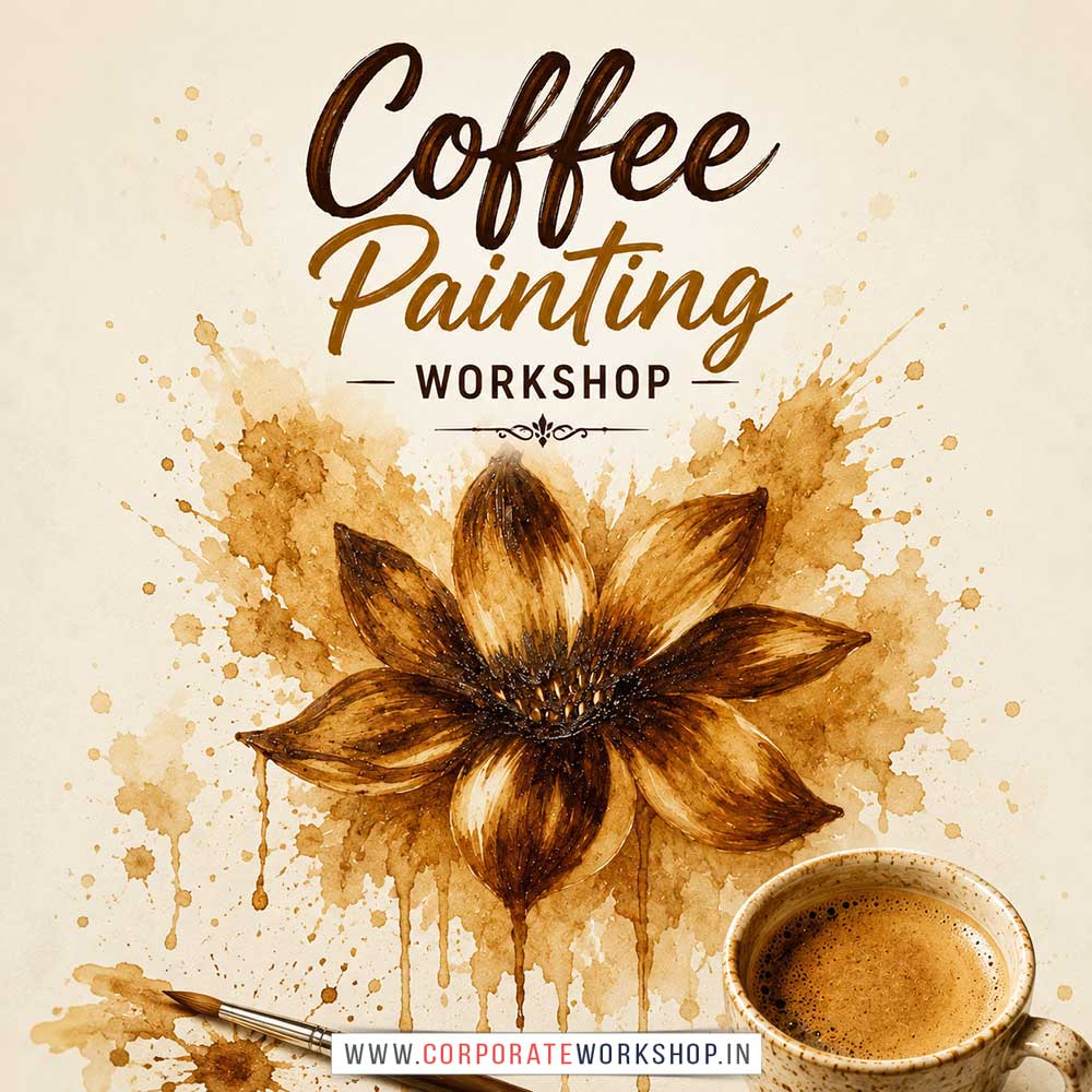 Coffee Painting Workshop for Corporate Companies Coffee Painting Workshop for Corporate Companies, Coffee Painting Workshop for Corporate Employees, Coffee Painting Workshop for Corporate Clients, Coffee Painting Workshop for Office Events, Art & Craft Activity for Corporate Companies, Himanshu Art Institute