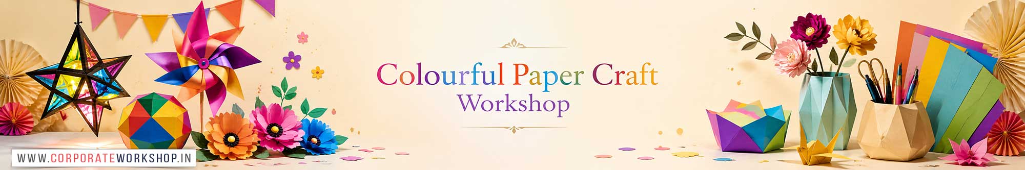 Colourful Paper Craft Workshop for Corporate Companies, Colourful Paper Craft Workshop for Corporate Employees, Colourful Paper Craft Workshop for Corporate Clients, Colourful Paper Craft Workshop for Office Events, Art & Craft Activity for Corporate Companies, Himanshu Art Institute