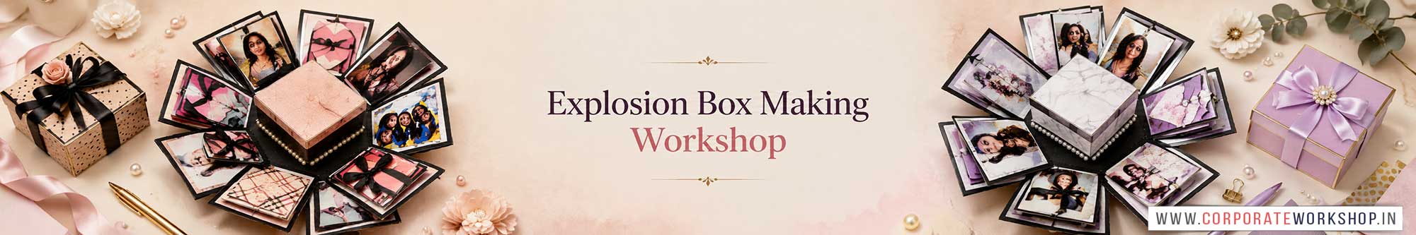 Explosion Box Making Workshop for Corporate Companies, Explosion Box Making Workshop for Corporate Employees, Explosion Box Making Workshop for Corporate Clients, Explosion Box Making Workshop for Office Events, Art & Craft Activity for Corporate Companies, Himanshu Art Institute