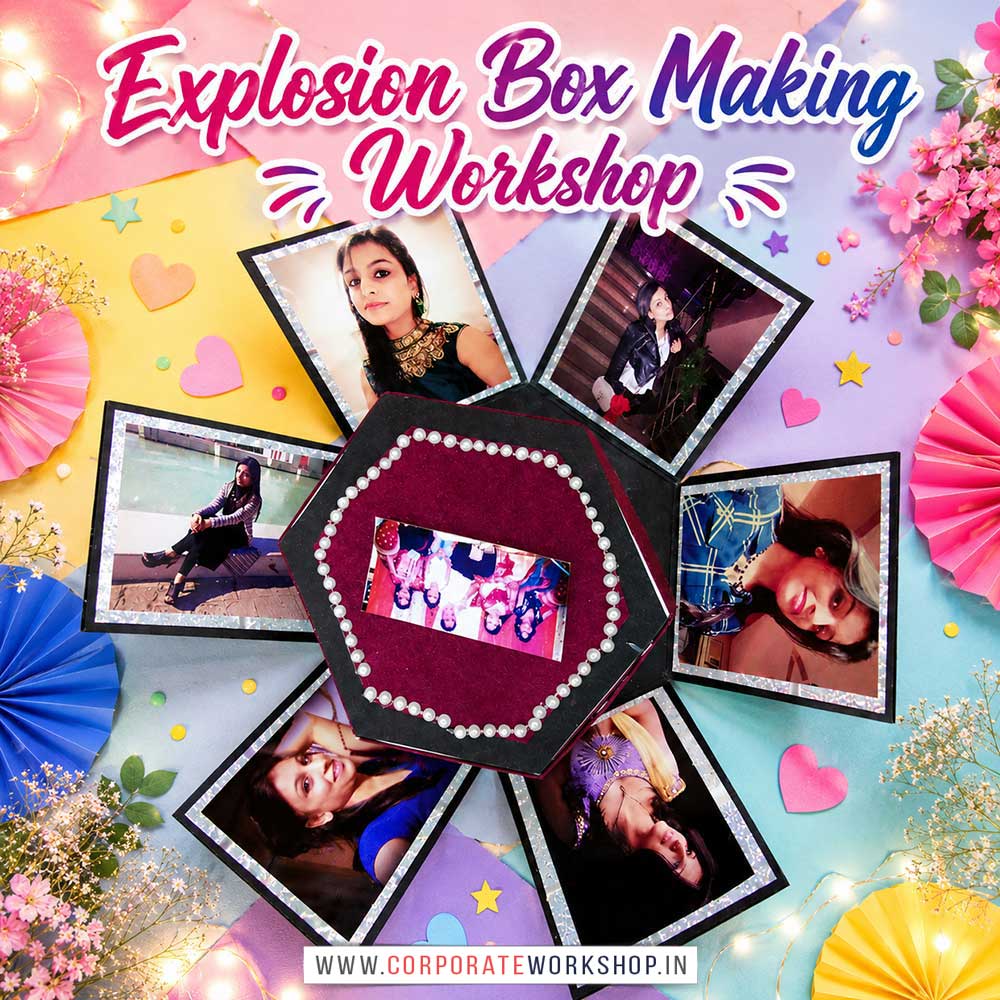 Explosion Box Making Workshop for Corporate Companies Explosion Box Making Workshop for Corporate Companies, Explosion Box Making Workshop for Corporate Employees, Explosion Box Making Workshop for Corporate Clients, Explosion Box Making Workshop for Office Events, Art & Craft Activity for Corporate Companies, Himanshu Art Institute