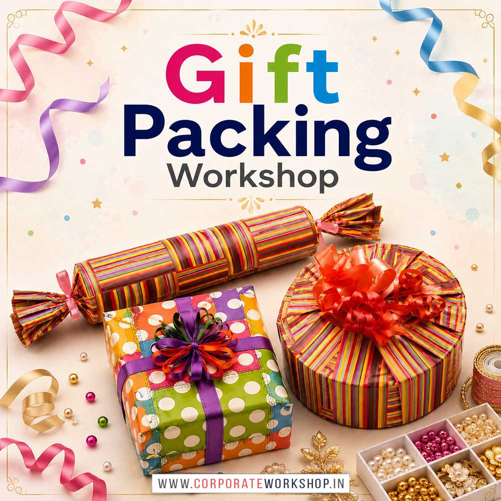 Gift Packing Workshop for Corporate Companies Gift Packing Workshop for Corporate Companies, Gift Packing Workshop for Corporate Employees, Gift Packing Workshop for Corporate Clients, Gift Packing Workshop for Office Events, Art & Craft Activity for Corporate Companies, Himanshu Art Institute