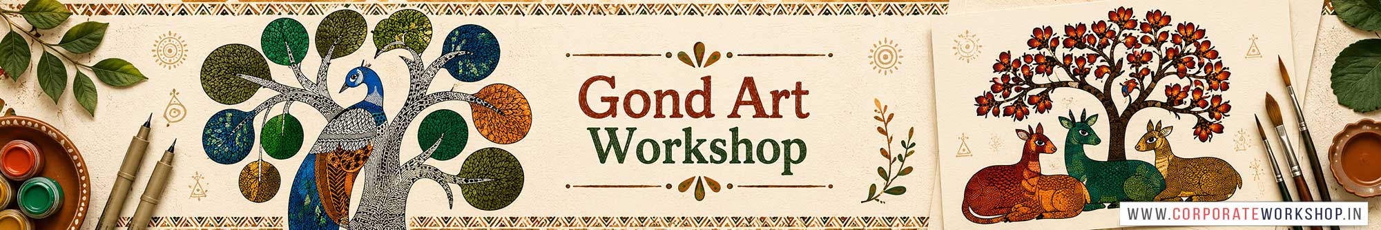 Gond Art Workshop for Corporate Companies, Gond Art Workshop for Corporate Employees, Gond Art Workshop for Corporate Clients, Gond Art Workshop for Office Events, Art & Craft Activity for Corporate Companies, Himanshu Art Institute