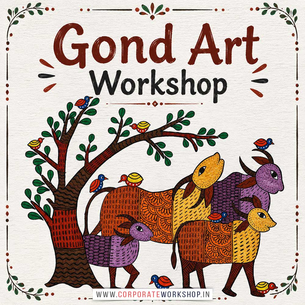 Gond Art Workshop for Corporate Companies Gond Art Workshop for Corporate Companies, Gond Art Workshop for Corporate Employees, Gond Art Workshop for Corporate Clients, Gond Art Workshop for Office Events, Art & Craft Activity for Corporate Companies, Himanshu Art Institute