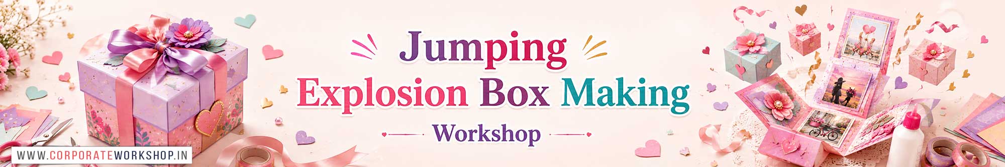 Jumping Explosion Box Making Workshop for Corporate Companies, Jumping Explosion Box Making Workshop for Corporate Employees, Jumping Explosion Box Making Workshop for Corporate Clients, Jumping Explosion Box Making Workshop for Office Events, Art & Craft Activity for Corporate Companies, Himanshu Art Institute