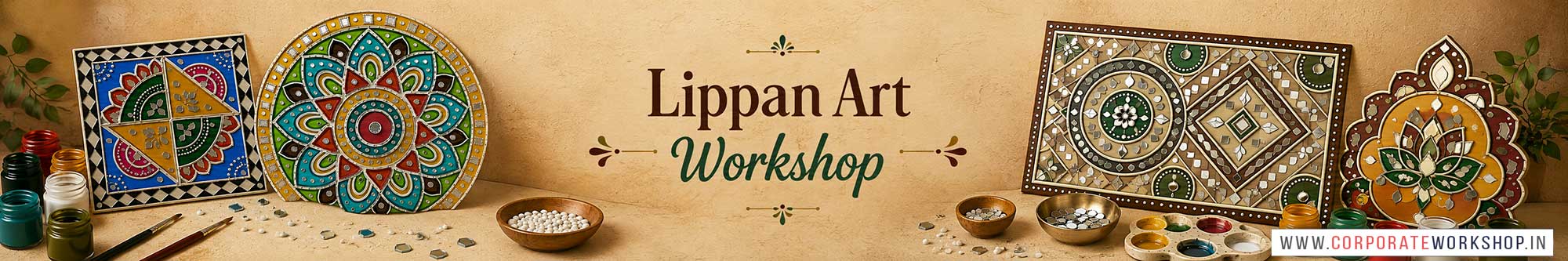 Lippan Art Workshop for Corporate Companies, Lippan Art Workshop for Corporate Employees, Lippan Art Workshop for Corporate Clients, Lippan Art Workshop for Office Events, Art & Craft Activity for Corporate Companies, Himanshu Art Institute