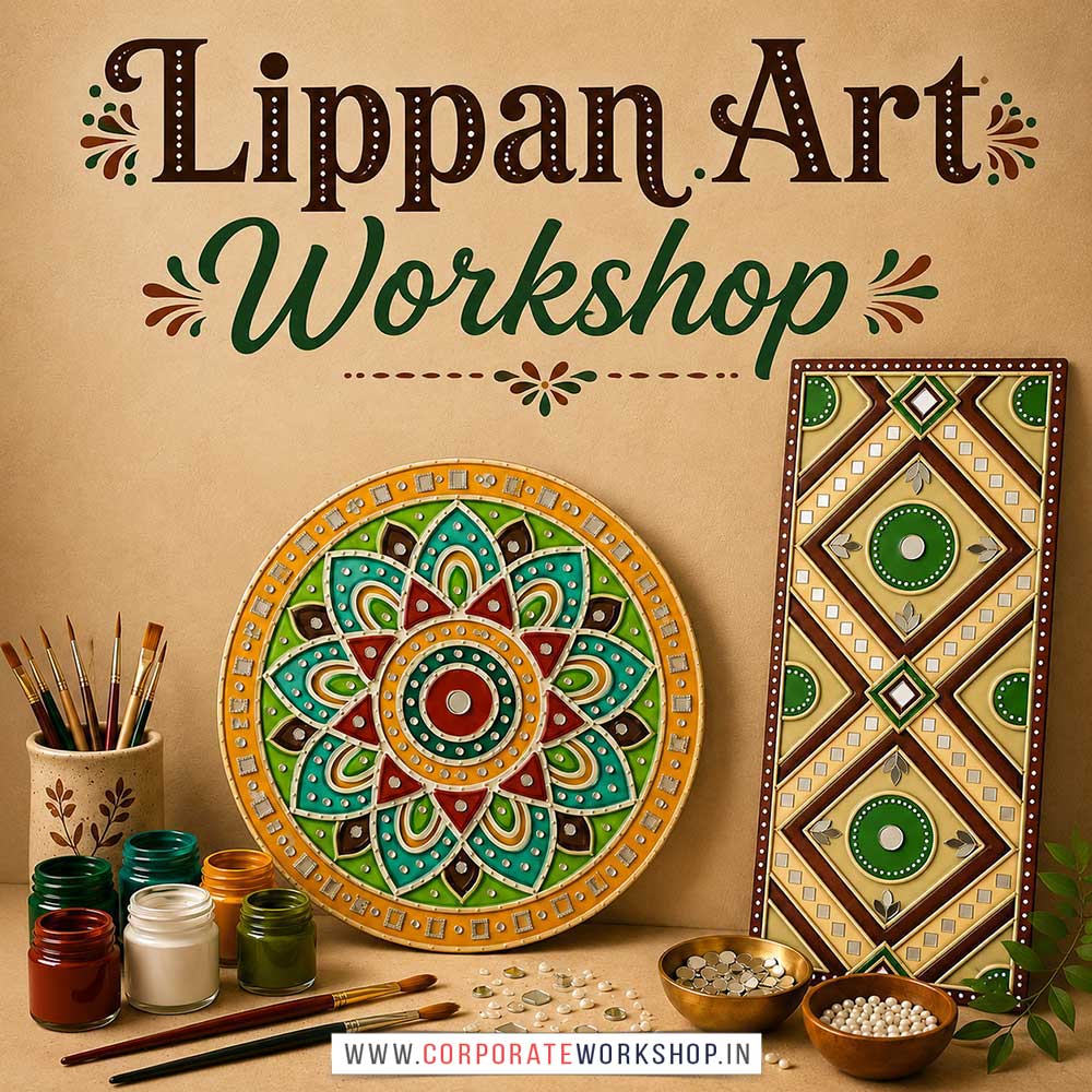 Lippan Art Workshop for Corporate Companies Lippan Art Workshop for Corporate Companies, Lippan Art Workshop for Corporate Employees, Lippan Art Workshop for Corporate Clients, Lippan Art Workshop for Office Events, Art & Craft Activity for Corporate Companies, Himanshu Art Institute