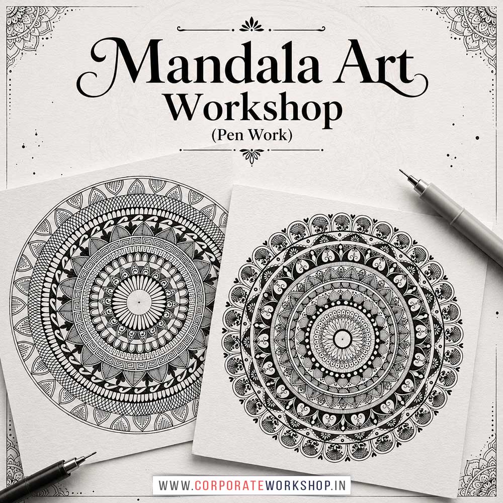 Mandala Art Workshop for Corporate Companies, Mandala Art Workshop for Corporate Employees, Mandala Art Workshop for Corporate Clients, Mandala Art Workshop for Office Events, Art & Craft Activity for Corporate Companies, Himanshu Art Institute
