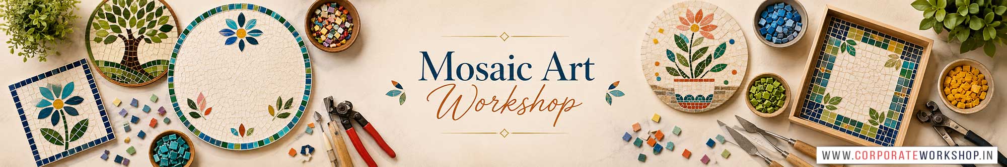 Mosaic Art Workshop for Corporate Companies, Mosaic Art Workshop for Corporate Employees, Mosaic Art Workshop for Corporate Clients, Mosaic Art Workshop for Office Events, Art & Craft Activity for Corporate Companies, Himanshu Art Institute