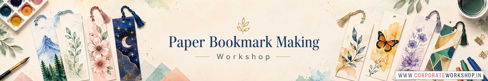 Paper Bookmark Making Workshop for Corporate Companies, Paper Bookmark Making Workshop for Corporate Employees, Paper Bookmark Making Workshop for Corporate Clients, Paper Bookmark Making Workshop for Office Events, Art & Craft Activity for Corporate Companies, Himanshu Art Institute